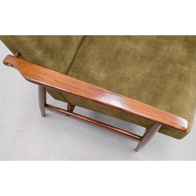 Mid-Century Armchair in Forest Green Velvet by Henryk Lis, 1967 For Sale - Image 6 of 14