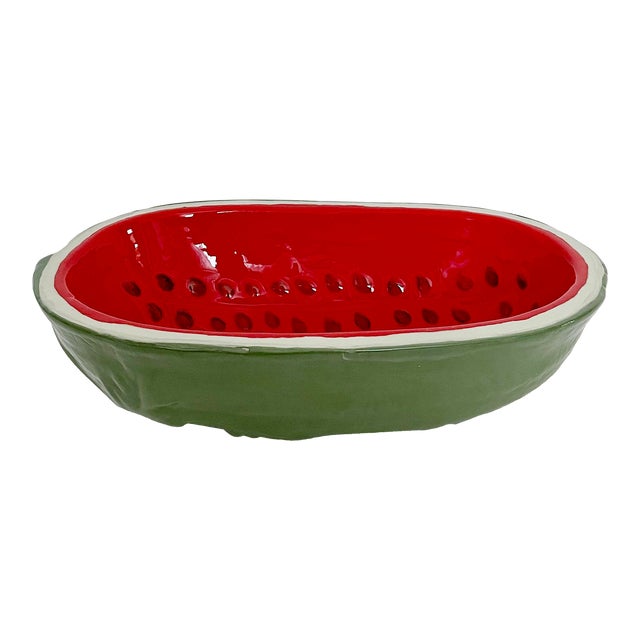 Vintage Elongated Watermelon Decorative Bowl For Sale