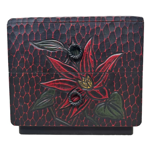 ​kamakura Bori Haribako Flower Sewing Box, 1960s For Sale