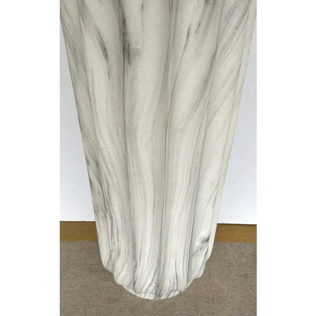 2020s Large Modern White and Gray Marbleized Floor Vase For Sale - Image 5 of 5