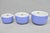Vintage Hall's "Rose Parade"1259 Blue Ceramic Nesting Graduating Mixing Bowls - Set of 3. Circa Mid 20th Century....