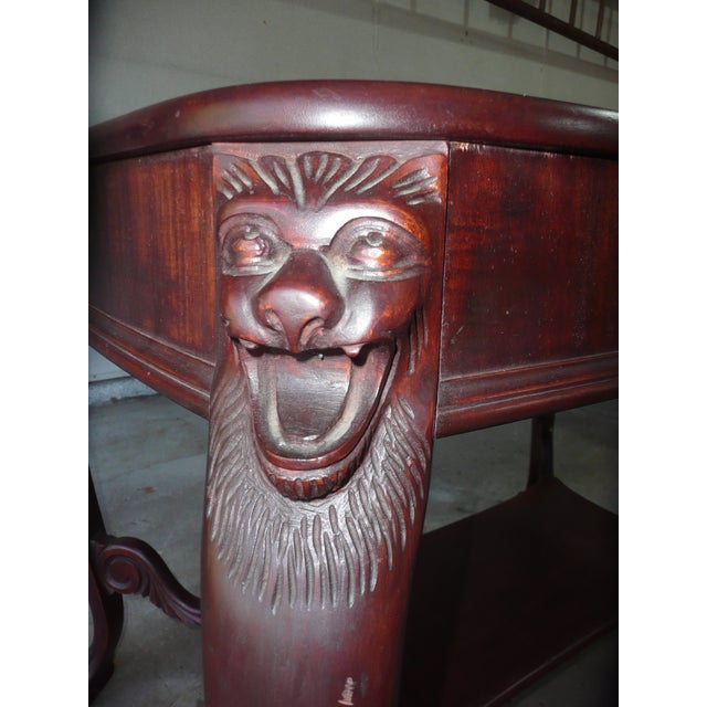 Library Table/Salon Room Table. 1920's Vintage. Carved Ornate Lions Heads For Sale - Image 13 of 17