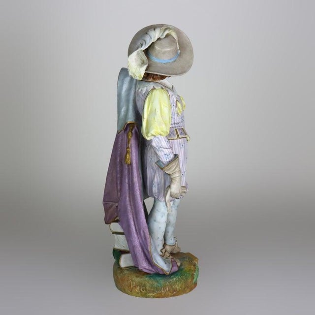 White Large 21" French Paul Duboy Bisque Porcelain Polychromed Scholar Figure C1890 For Sale - Image 8 of 15