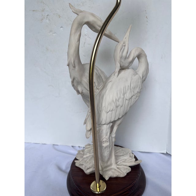 Ceramic Vintage Giuseppe Armani Porcelain Heron Table Lamp - Hollywood Regency For Sale - Image 7 of 18