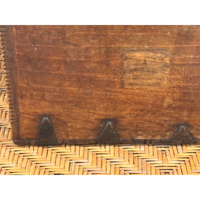 Antique 19th Century Dovetailed Wooden Storage Box With Iron Reinforcements For Sale - Image 10 of 12