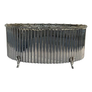 Global Views Modern Reeded Chrome Large Bamboo Cachepot/Planter For Sale