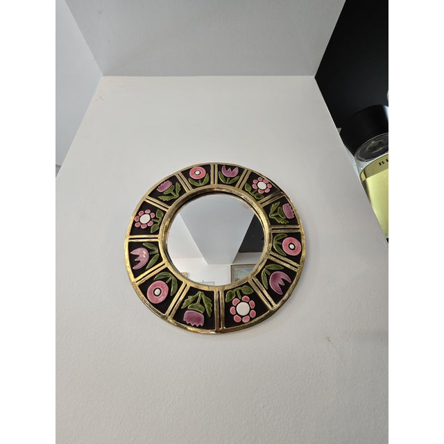 Vintage Glazed Ceramic Mirror by Mithé Espelt, 1960s For Sale - Image 6 of 10