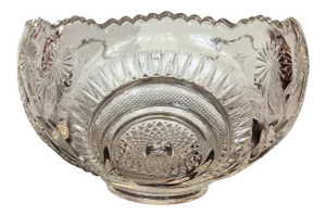 Vintage E. Smith Heavy Clear Cut Glass Reproduction Bowl