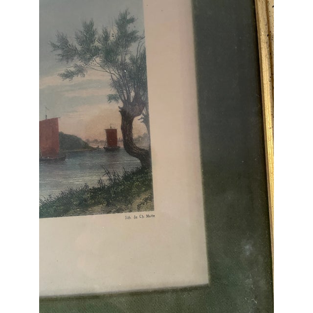 Late 19th Century Framed and Matted Landscape Illustration of Saint Florent, a Corsican Port - Art by Deroy For Sale - Image 5 of 7