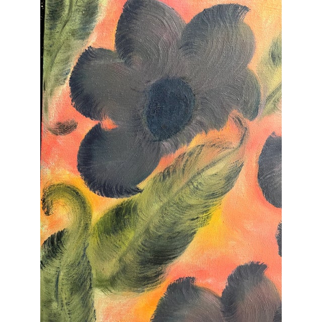 1970s Vintage Floral Painting Wall Art For Sale - Image 5 of 7