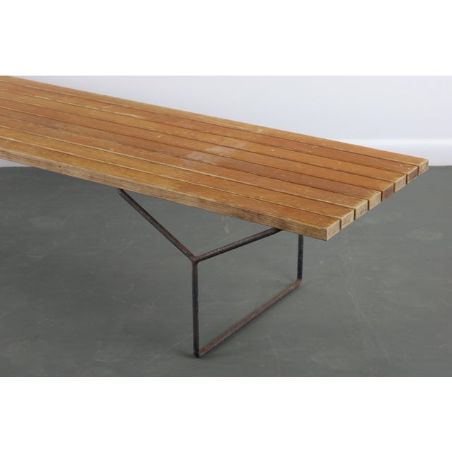 Wood Mid Century Slated Bench by Harry Bertoia for Knoll Inc Knoll International 1960s For Sale - Image 7 of 13