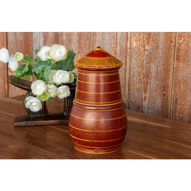 1950s Shoni Polychrome Treen Lidded Pot For Sale - Image 5 of 7