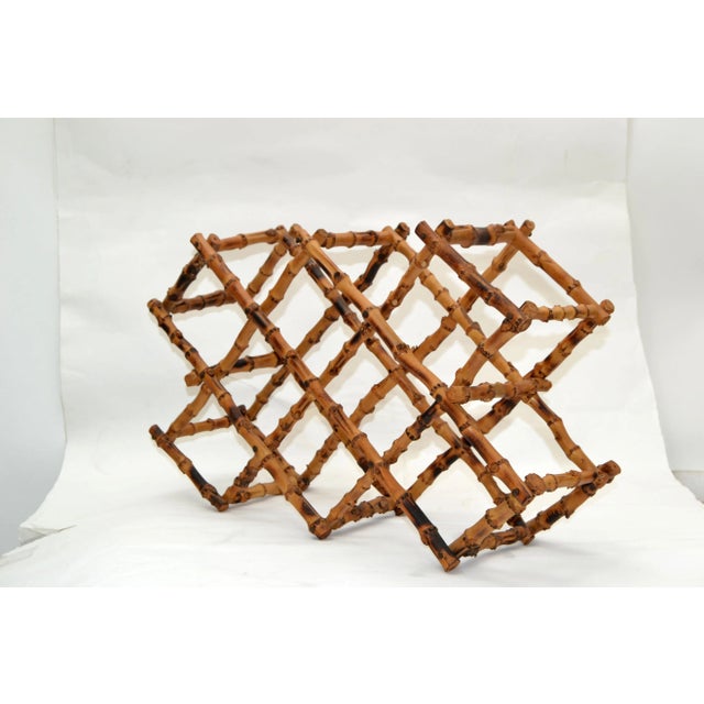 Mid-Century Modern 1970s Tiki Bar Top 8-Bottle Wine Rack For Sale - Image 3 of 13