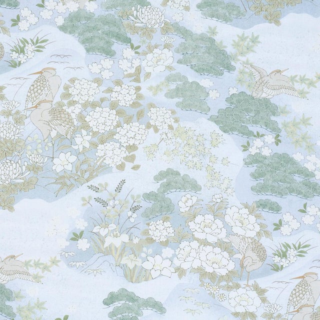 Sample - Schumacher Golden Hills Fabric In Sky For Sale