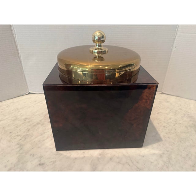 1980s Chic Faux Tortoise Shell Ice Bucket For Sale - Image 5 of 8