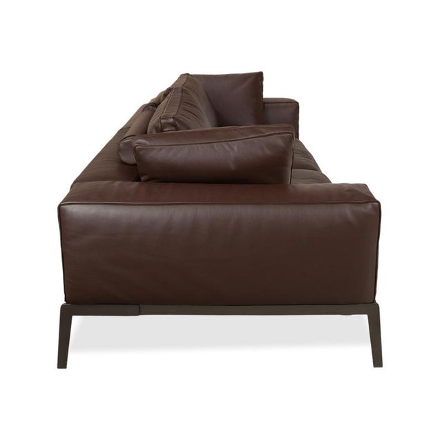 Lifesteel 4-Seater Sofa in Brown Leather from Flexform For Sale - Image 9 of 12