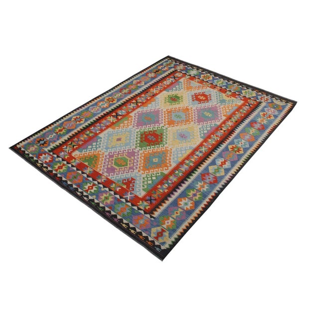 Tribal 1990s 1990s Kilim Blue Rust Wool Rug - 8'4" X 11'6" For Sale - Image 3 of 7