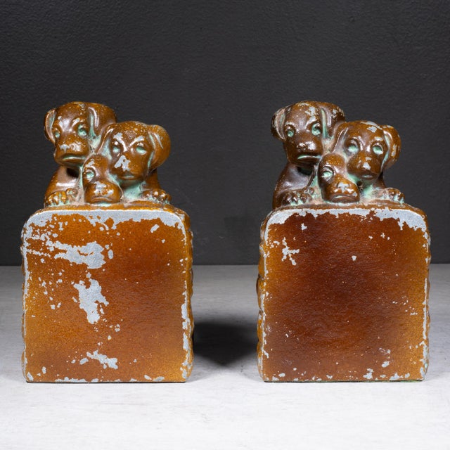 Art Deco Art Deco Metal Puppy Dog Bookends c.1930s For Sale - Image 3 of 5