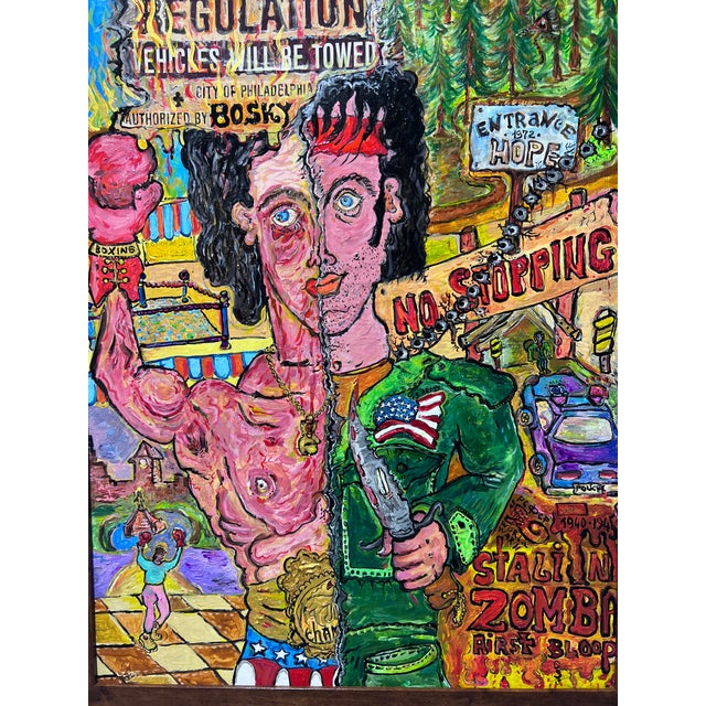 One-of-a-Kind Large Painting on Board by Serg Graff "Caricature". Coa Attached For Sale - Image 4 of 13