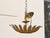 1950s Spanish Gilt Metal Leaf Light Fixture with Frosted Glass For Sale - Image 4 of 11