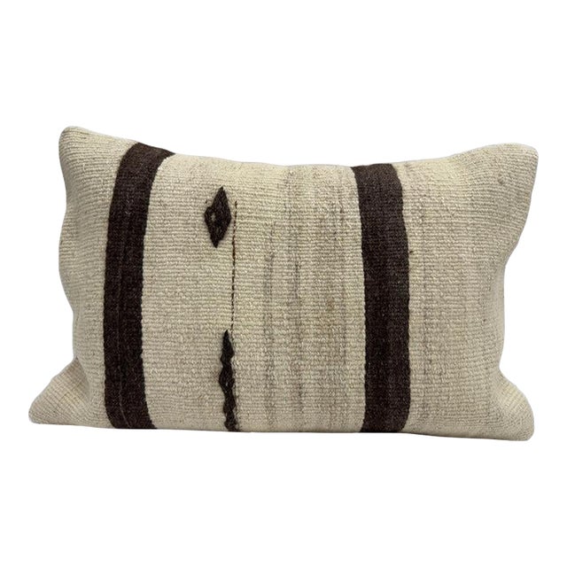 Turkish Hemp Pillow Cushion Natural Brown Beige Pillow Cushion Cover 16" x 24" For Sale