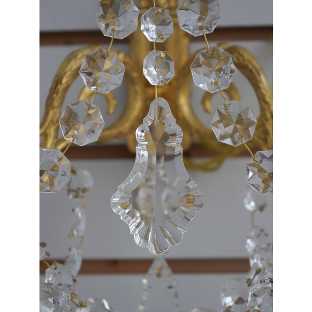 1980s 1980s Pair of French Style Brass & Glass Chandelier Type Wall Sconces For Sale - Image 5 of 9