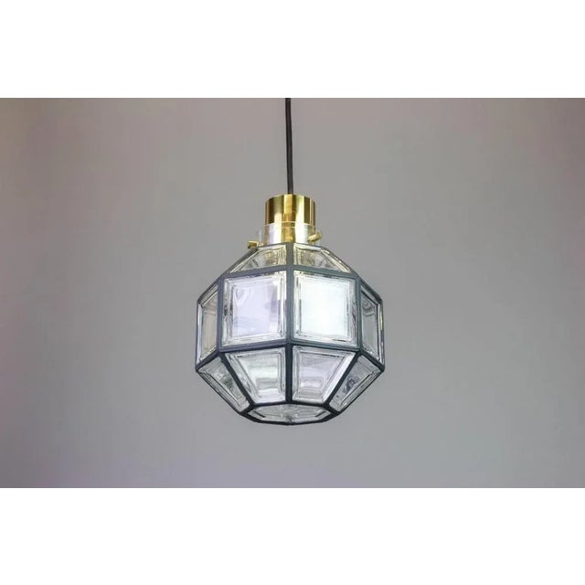 Iron and Clear Glass Pendant Lights from Limburg, Germany, 1960s For Sale - Image 4 of 6