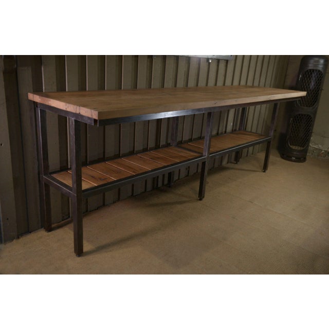 Large Industrial Console in Metal and Oak, 1970s For Sale - Image 10 of 11