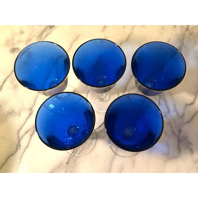 Cobalt Blue, Twisted Stem Wine Glasses - Set of 5 For Sale - Image 4 of 11