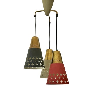 5302 Pendant Lamp in Perforated Brass & Steel from Einar Bäckström, Sweden, 1950s For Sale