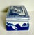 Ceramic Vintage Blue & White Chinoiserie Porcelain Lidded Trinket Box With Landscape Scene For Sale - Image 7 of 9