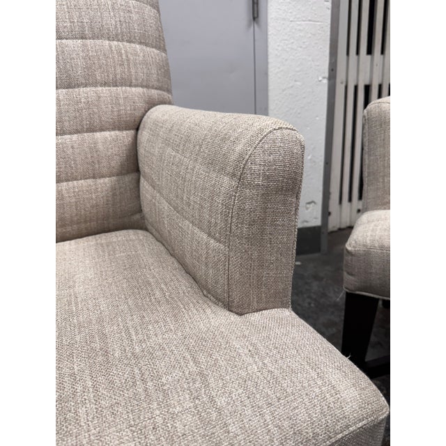 Textile Hickory White Channel Tufted Lounge Armchairs, Pair For Sale - Image 7 of 12