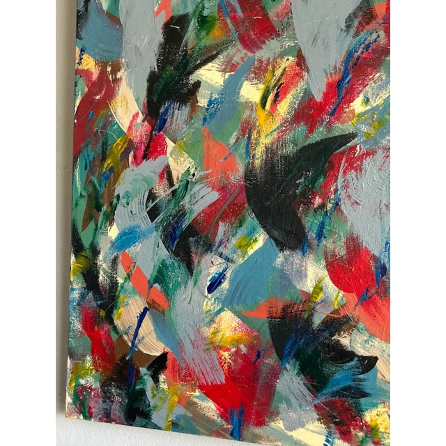 Mid-Century Modern Vintage Boho Original Abstract Oil on Canvas For Sale - Image 3 of 10