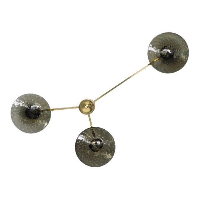 Trio Polished Brass Smoky Bubbles Glass Flush Mount by Fabio Ltd For Sale