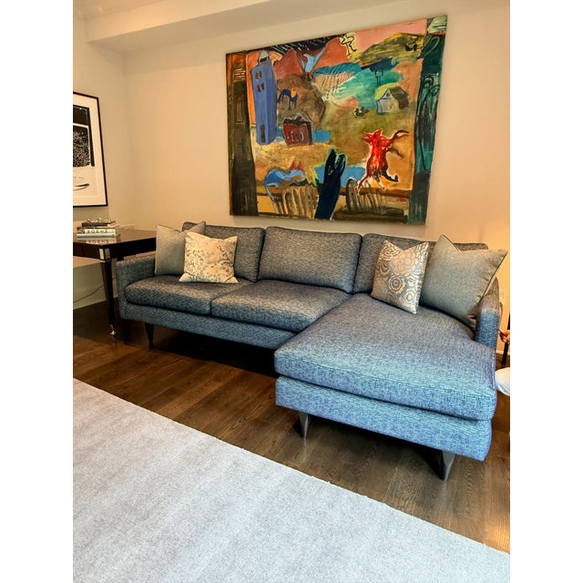 Blue Room & Board Jasper Sectional With Kravet Fabric For Sale - Image 8 of 13