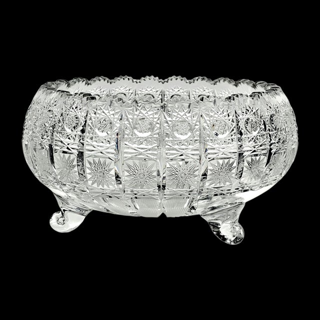 A superb example of European crystal artistry, this Bohemian Queen Anne’s Lace footed bowl showcases the refined...