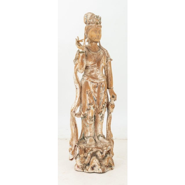 Chinese Carved Wood Guanyin Sculpture For Sale In New York - Image 6 of 6