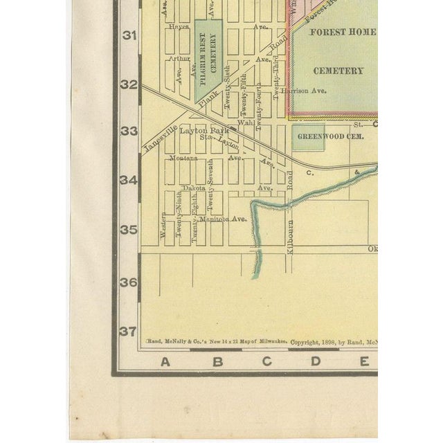Black Antique Map of Milwaukee, The Cream City from Rand McNally, 1899 For Sale - Image 8 of 12