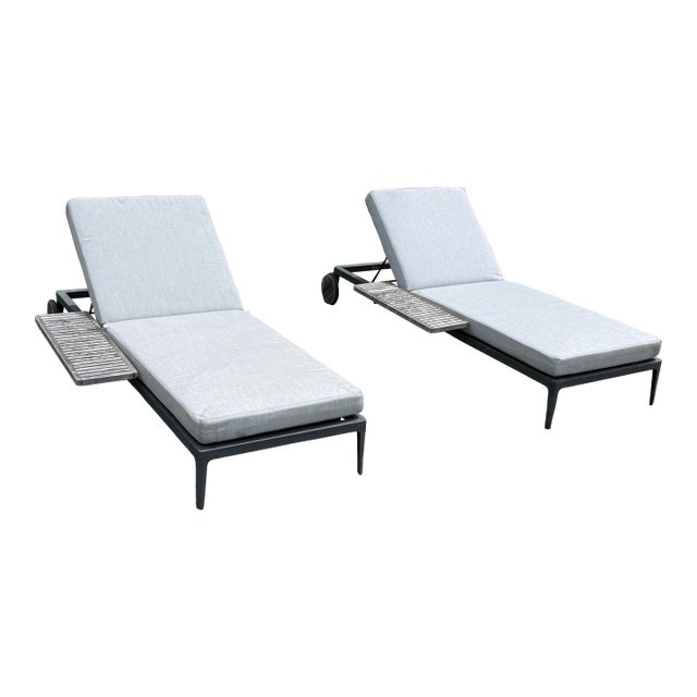 Gloster Grid Outdoor Chaise Loungers, Pair For Sale