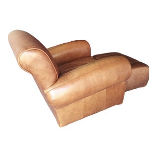 Timeless Comfort: The Carmel Leather Club Chair & Ottoman by Mitchell Gold and Bob Williams for Pottery Barn For Sale