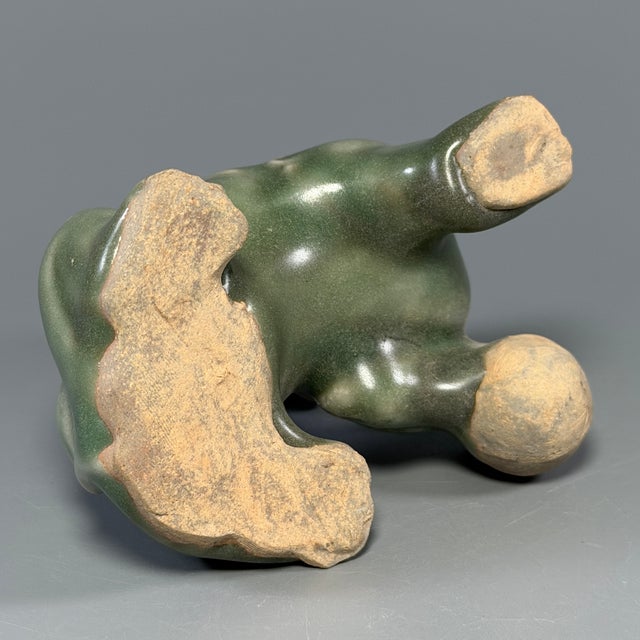 Mid 19th Century Chinese Vintage Longquan Celadon Glazed Lion‑Shaped Ornament For Sale - Image 5 of 6
