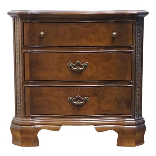American Drew Solid Cherry Traditional Style 32" Serpentine Front Three Drawer Nightstand 601-420 For Sale