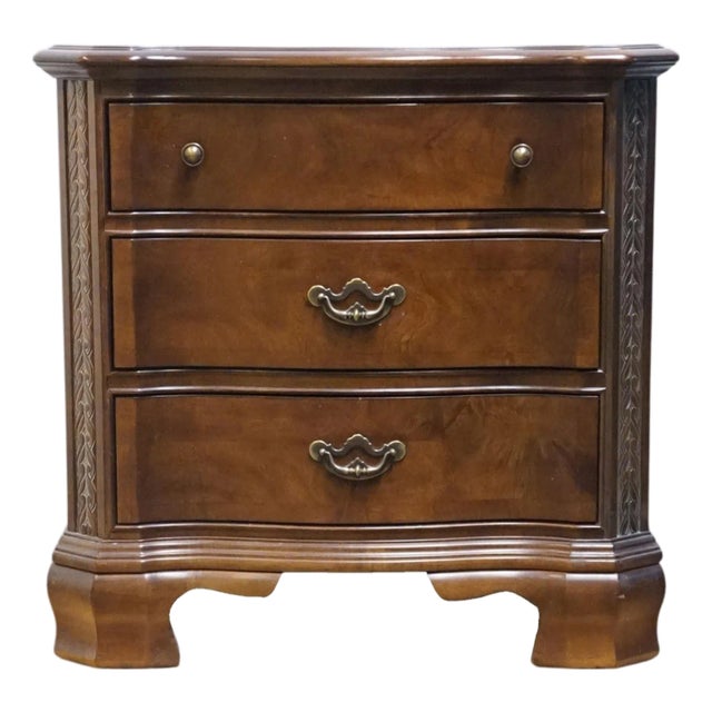 American Drew Solid Cherry Traditional Style 32" Serpentine Front Three Drawer Nightstand 601-420 For Sale