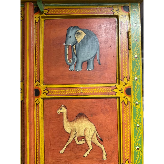 1990s Hand Painted Tall Armoire With Animal Motive For Sale - Image 4 of 5
