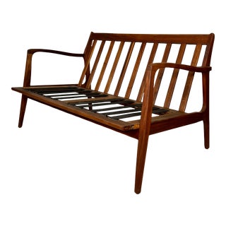 Vintage Walnut Kofod-Larsen Style Loveseat Sofa For Sale