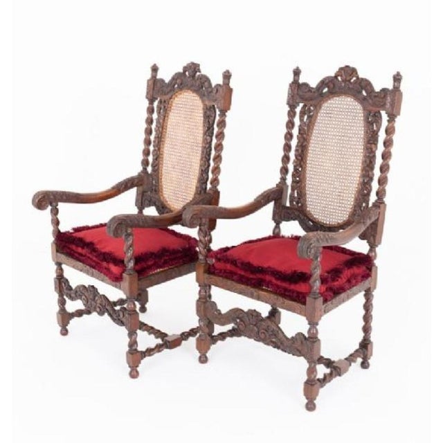 Cromwellian Farmhouse Carved Oak Twist Barley Armchairs, 1890s, Set of 2 For Sale - Image 9 of 9