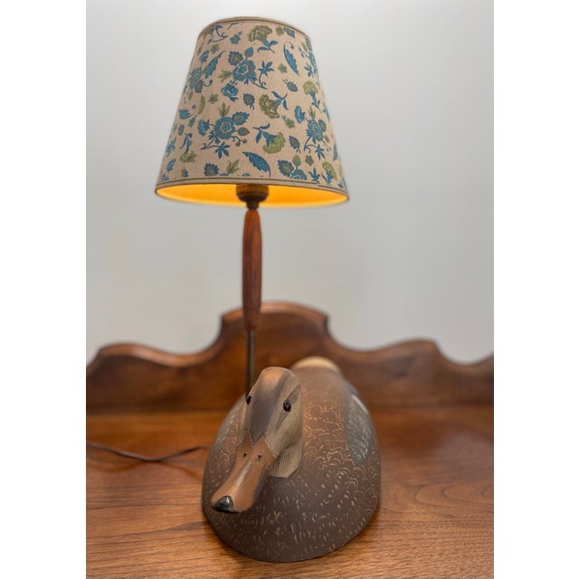 Mid-Century Hand Carved and Polychrome Painted Wooden Duck Decoy Lamp For Sale In Buffalo - Image 6 of 8
