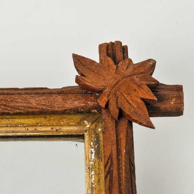 Antique Folk Art Carved Wood Tramp Adirondack Gilt Mirror in Brown and Gold For Sale In Rochester - Image 6 of 10