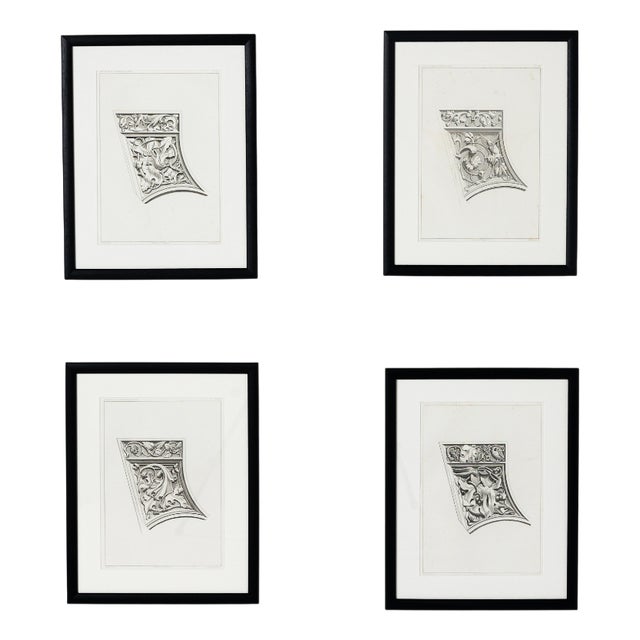 French Artist, Cathedral d'Auch, 1800s, Etchings, Set of 4 For Sale