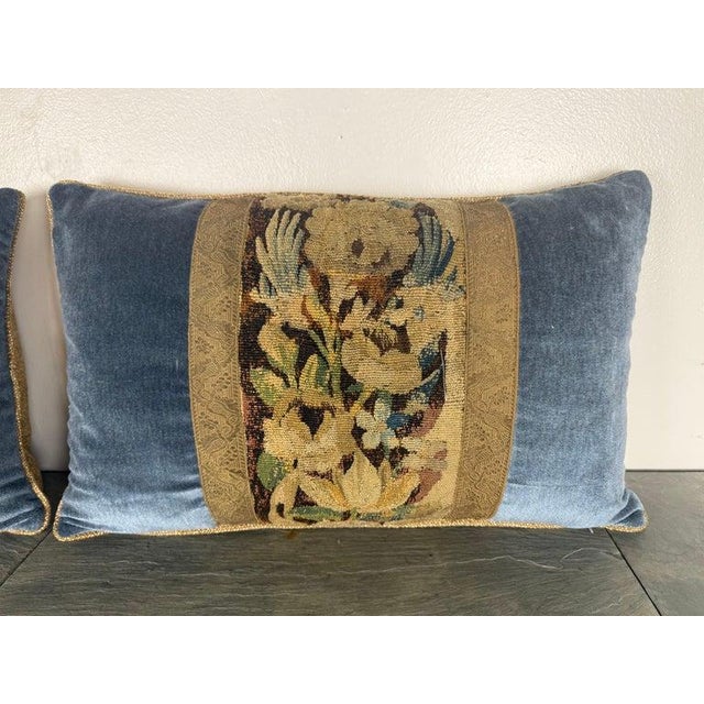 French Pair of Pillows With 18th Century French Tapestry Panels by Melissa Levinson For Sale - Image 3 of 10